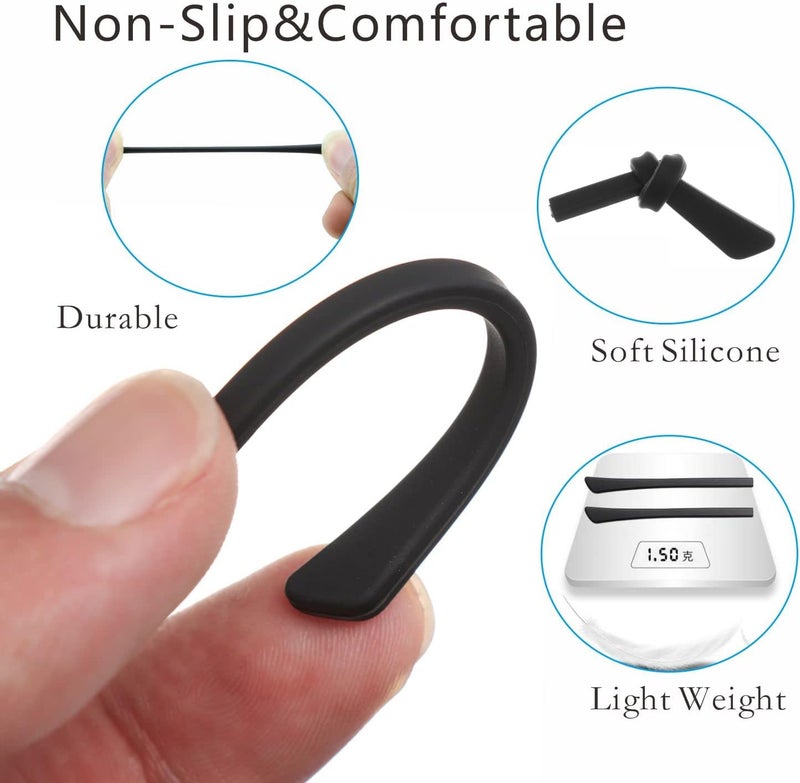 KECHIO 5 Pairs Anti-Slip Silicone Eyeglass End Tips Ear Sock Pieces Tube Eyewear Comfort Replacement Tips for Flat Thin Metal Eyeglass Legs Black - Image 2